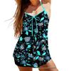 2025 Plus Size Printed Tankini: Spaghetti Strap Boyleg Bottom Women's Two-piece Swimsuit