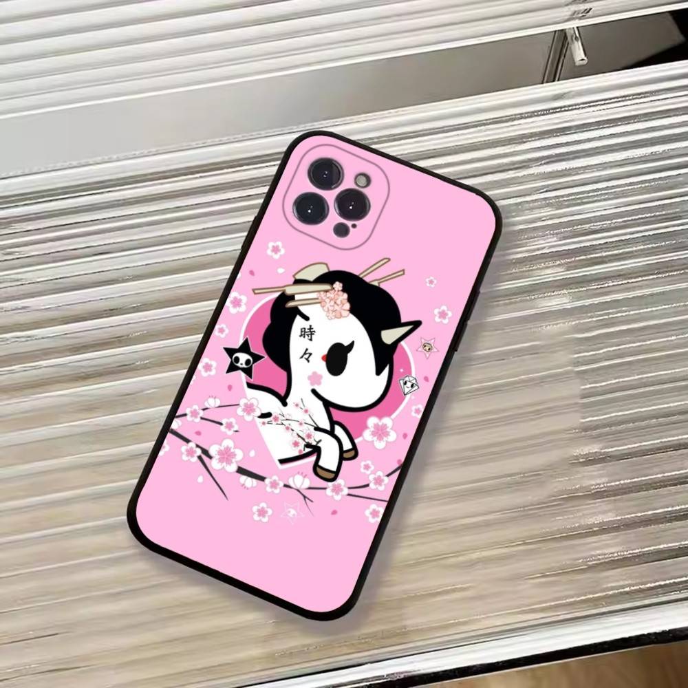 Япония T-Tokidokis Чехол для телефона для iPhone 17,16,15,14,13,12,11 Plus,Pro Max,XS,Мягкий силиконовый черный чехол