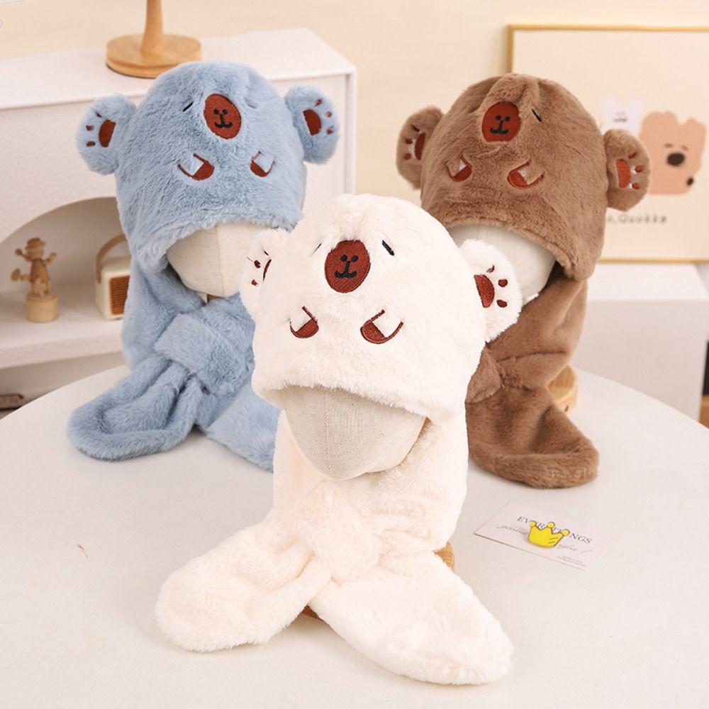 Коралловый флис Капибара пушистая шапка повседневная детская зимняя шапка детский комплект шапка шарф протектор для ушей