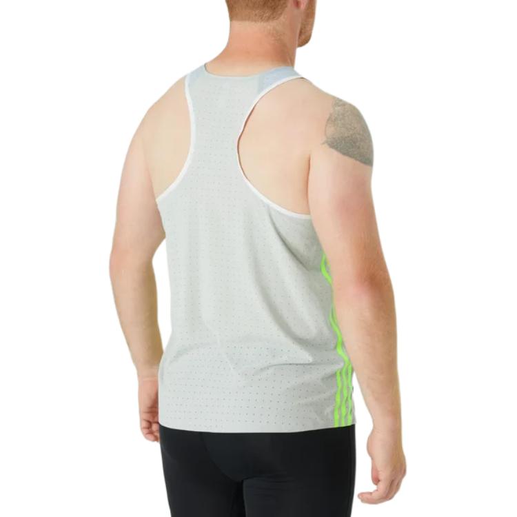 Adidas Adizero Promo Running Singlet Stripe Logo Print Quick-Dry Sports Жилет Мужской Топ Синий Серый HZ2548