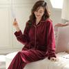 Фланелевая пижама женская весенне-осенняя утолщенная флисовая теплая коралловый флис осенне-зимний комплект домашней одежды