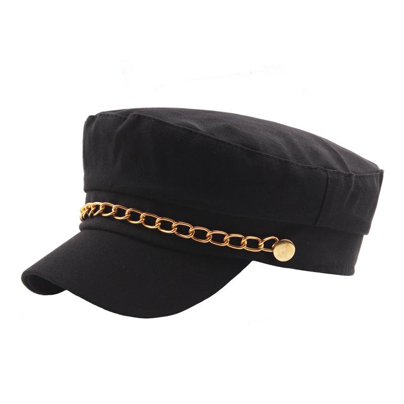 Японская золотая цепочка темно-синяя шляпа хлопковая ретро студенческая шляпа мужская и женская военная шляпа модная шляпа с плоским верхом модная кепка