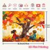 2D Autumn Reading Kids Backdrop, Fall Tree Book Scene Wall Hanging