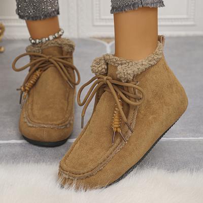 Модные женские зимние новые плюшевые ботильоны однотонной расцветки с круглым носком, удобные на плоской подошве, с внутренней платформой, увеличивающей рост