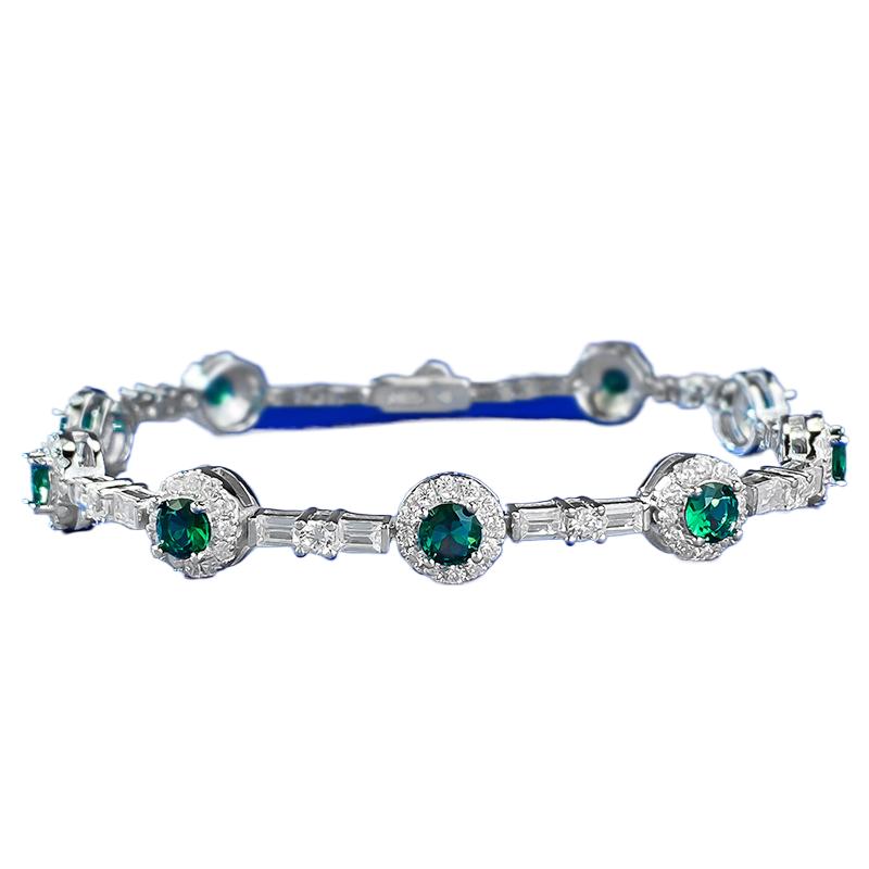 New S925 Silver Green Fairy Bracelet for Daily Classic Fashion Versatile High End Wedding Jewelry