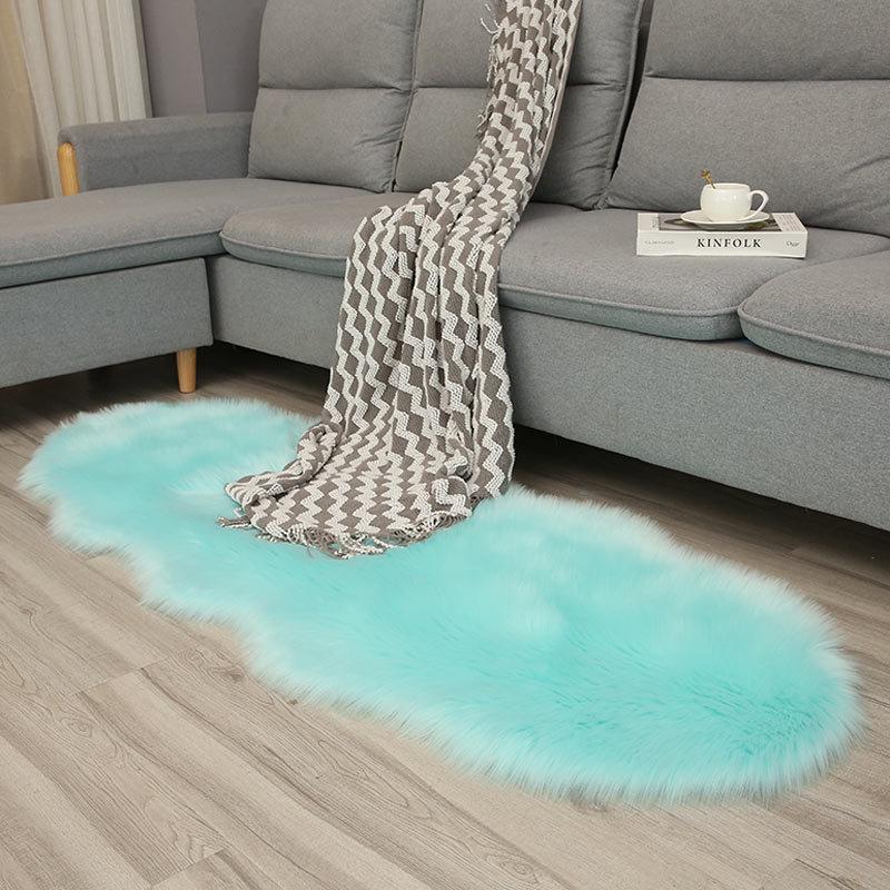 Irregular Imitation Wool Non-slip Carpet for Bedroom, Living Room, Sofa, and Bedside - Thickened & Washable.