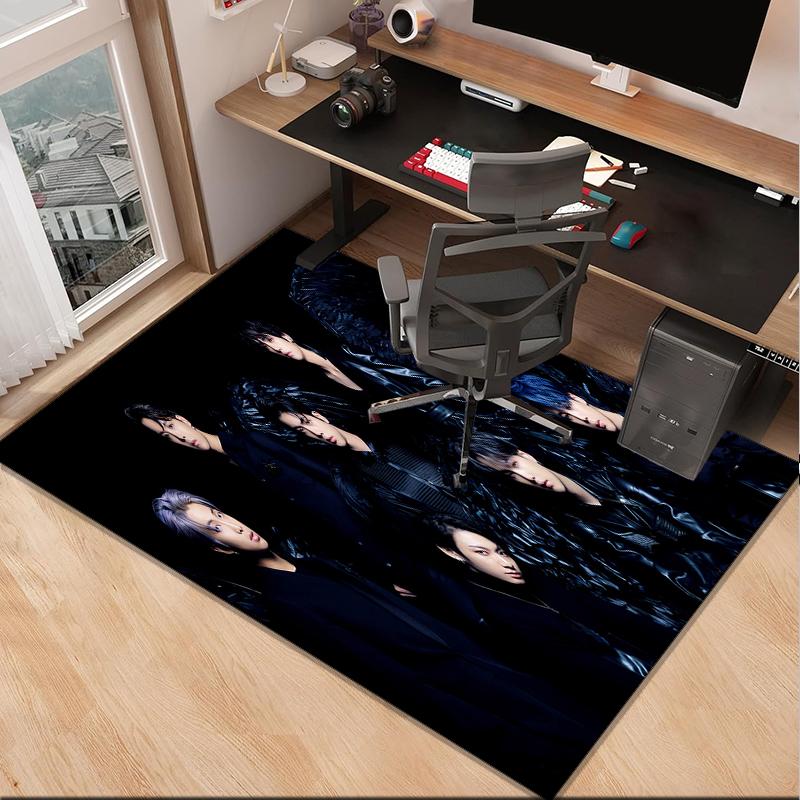 BT kpop Artwork Office Rug Chair Mat, Game Carpet, Suitable for Front Door, Bedroom, Living Room, Desk, Holiday Gift
