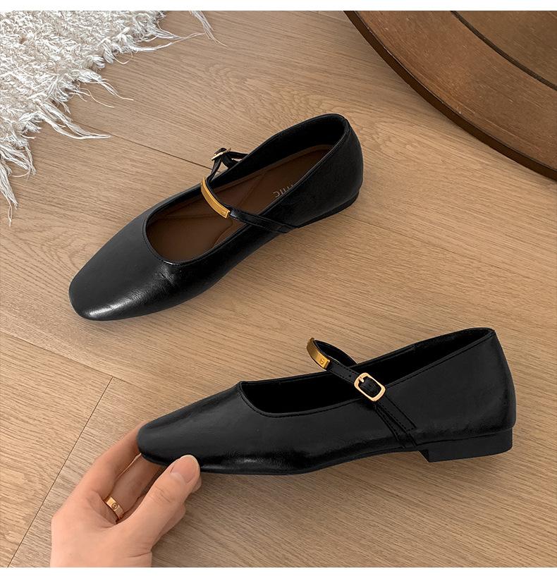 Модные ретро туфли с плоским дном и небольшим вырезом, женские кожаные туфли 2025 года, новые весенне-осенние туфли Мэри Джейн на французской мягкой подошве