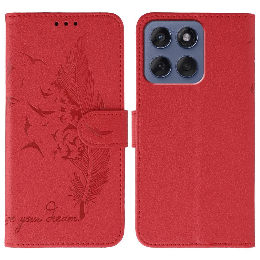 For Motorola Edge 60 5G/60 Fusion 5G Case Feather Imprint PU Leather Wallet Phone Cover