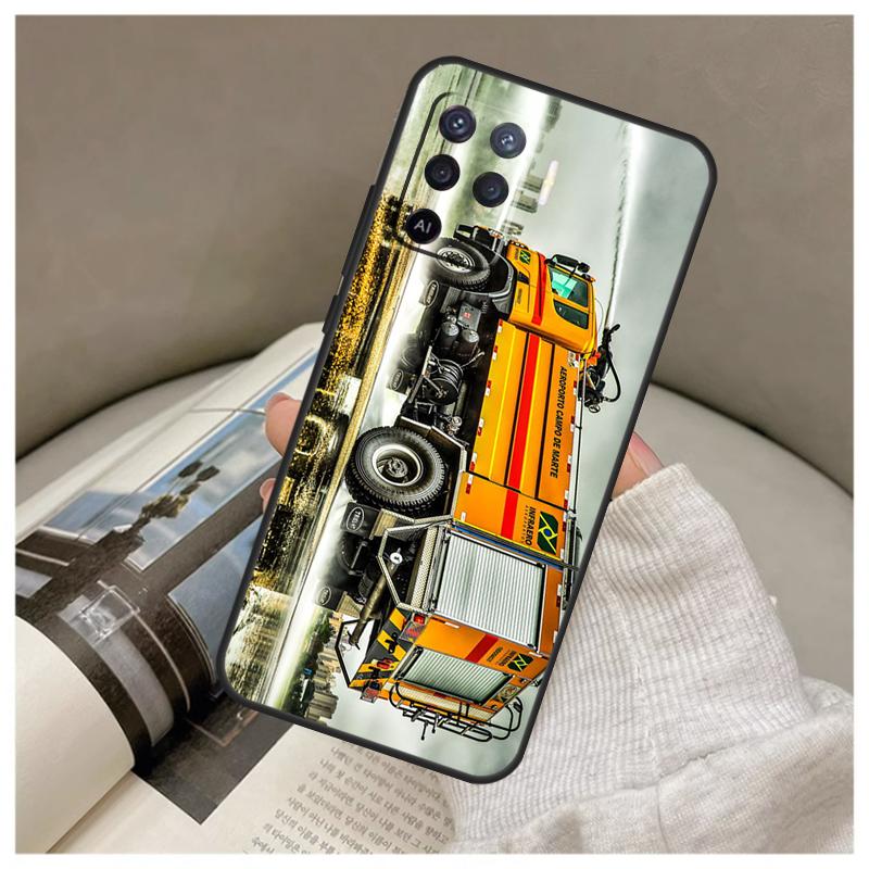 Fire Truck Case For Oppo A74 A94 A54 A18 A38 A58 A78 A98 A80 A60 A40 A96 A76 A16 A15 A17 A57 A77 A5 Pro