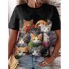 Летний топ с круглым вырезом и 3D-принтом забавного кота и собаки, модные повседневные женские футболки с коротким рукавом
