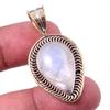 Натуральный Радужный Лунный Камень 925 Проба Цельное Серебро Двухцветный Подвеска 1.50" c1i18