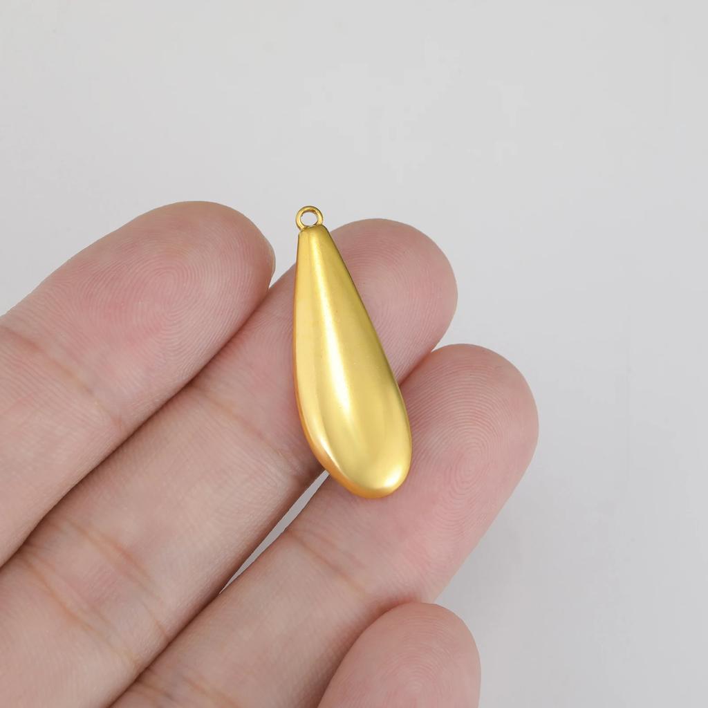 3pcs/lot Smooth Geometric Water-drop Teardrop Charm for Necklace Earrings Jewelry Making Stainless Steel Gold Pendant