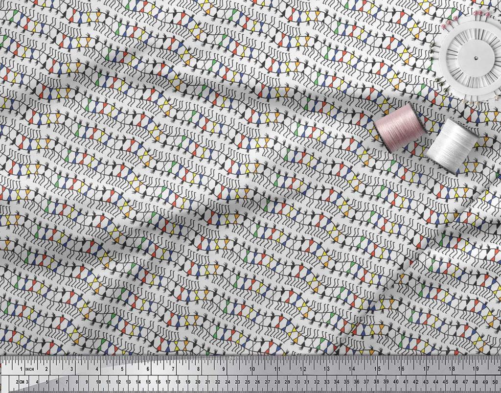 Soimoi Японская креп-сатиновая ткань Warli Art Африканская ткань с принтом по метрам 42 дюйма