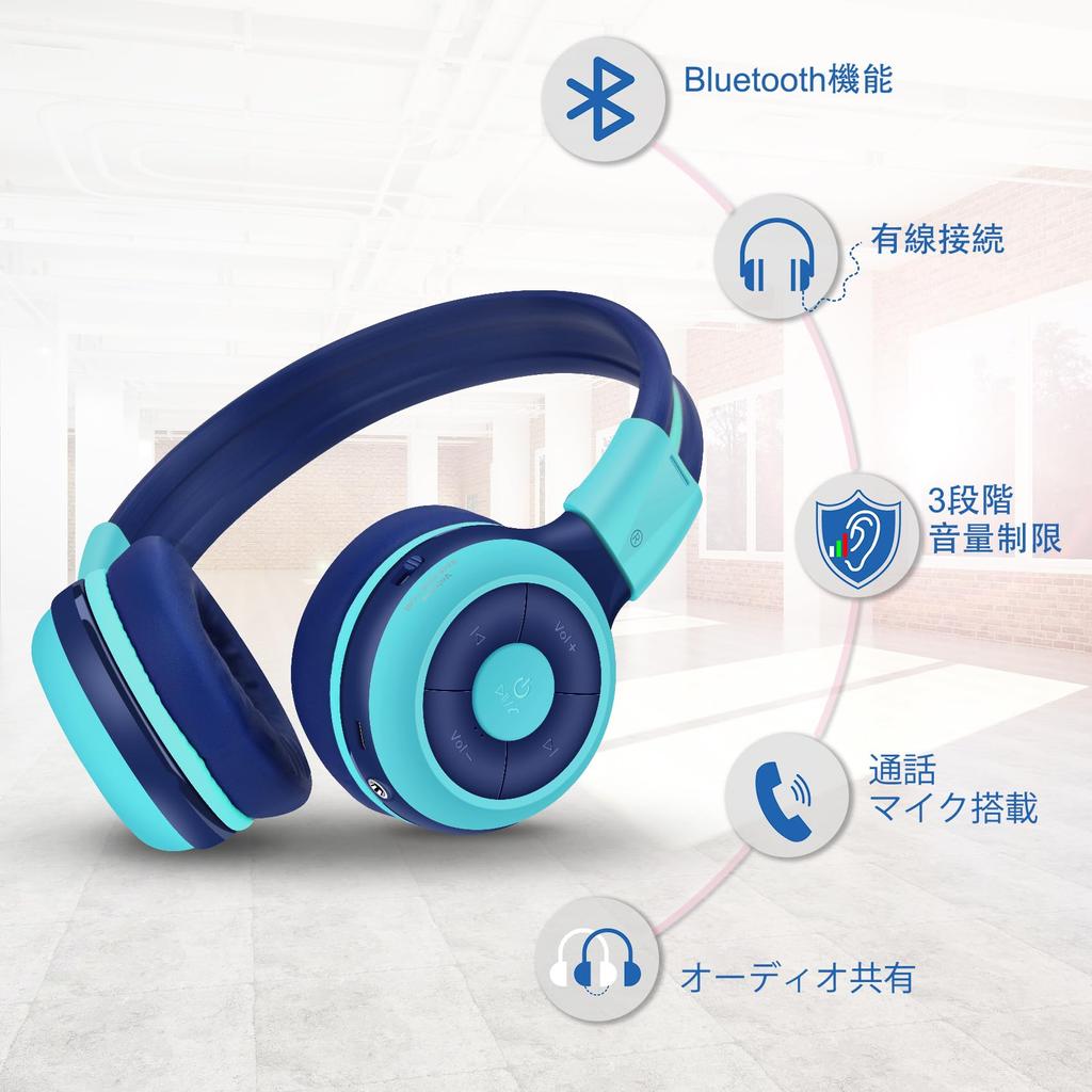 SIMOLIO Беспроводные наушники Bluetooth-гарнитура с микрофоном для вызова Ограничение громкости Защита органов слуха Общий порт Складные проводные и беспроводные наушники
