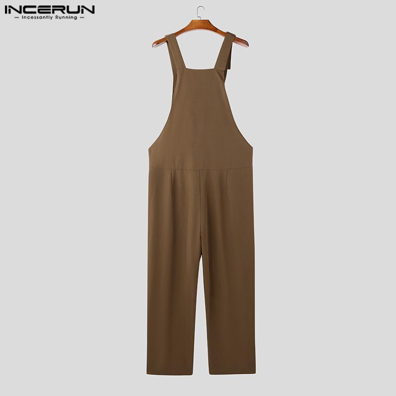 INCERUN Мужские комбинезоны с застежкой-молнией на подтяжках, регулируемые лямки, длинные шаровары