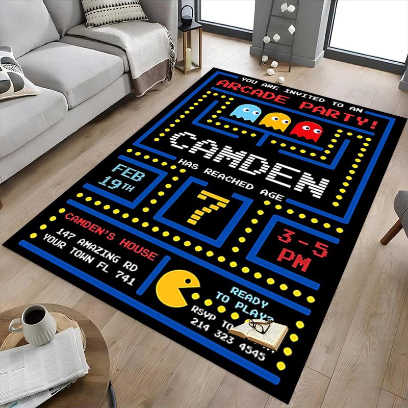 1pc Pacman Classic Gameplay Carpet for Playroom Bedroom Living Room Sofa Home Decor,kids Game Area Rug Non-slip Floor Mat Y730146