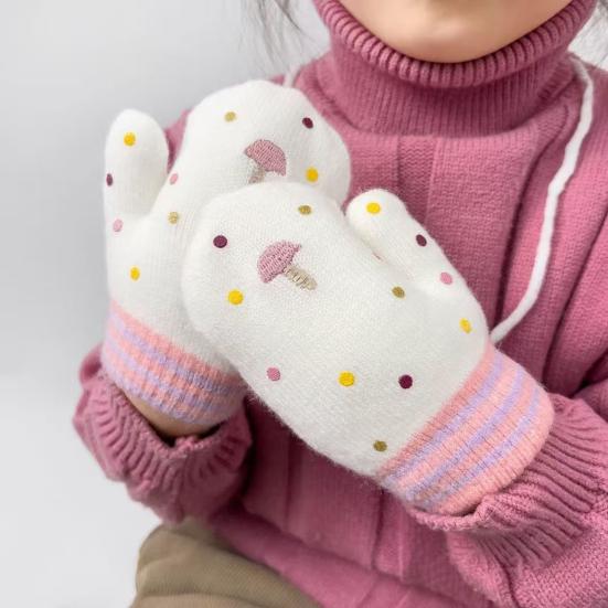 Kids Winter Gloves Cute Cartoon Plush Warm Gloves Fleece-Lined Thickened Windproof Gloves for Boys Girls Outdoor Playing