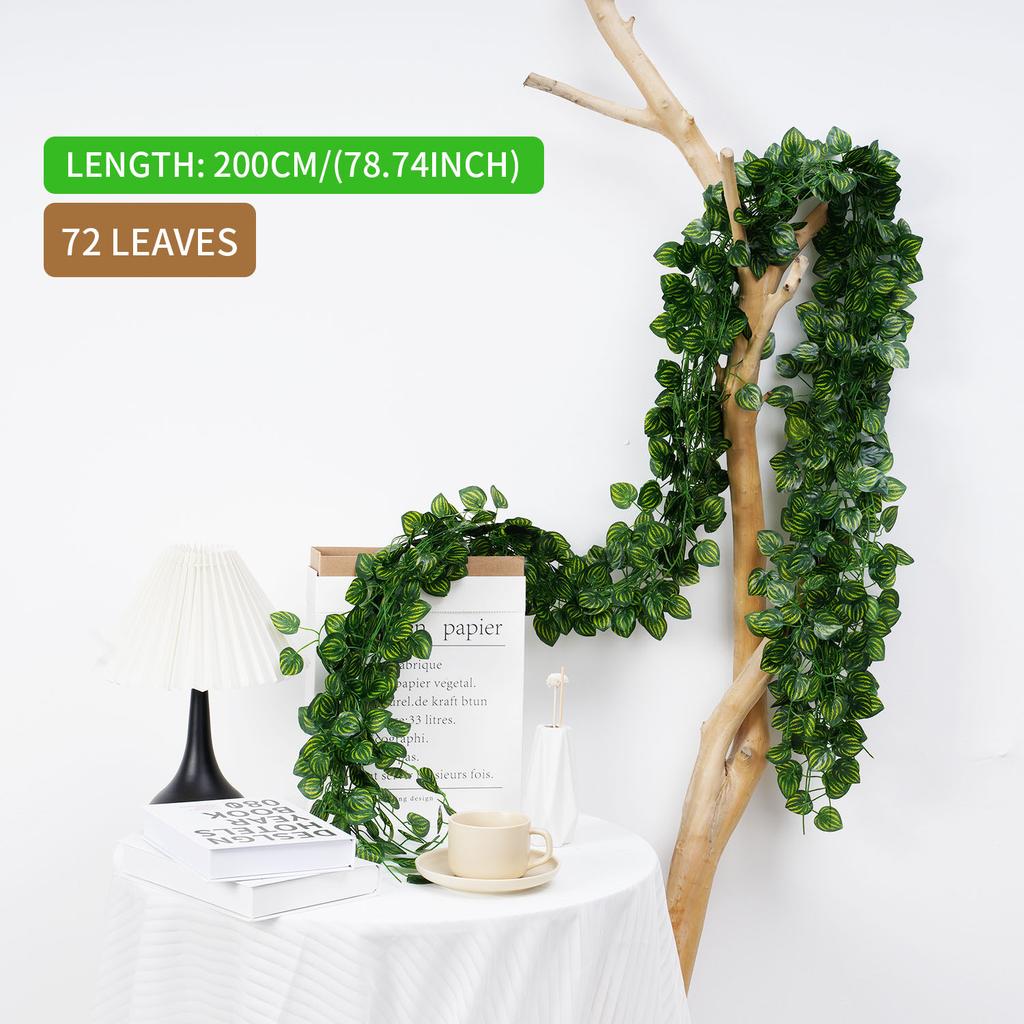 200 см Искусственный шелковый плющ, подвесная гирлянда из листьев, растение-лиана, декор для дома, свадьбы, сада, ванной комнаты, зеленая лоза, 1 шт./6 шт.