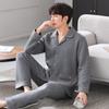Pajamas Men'S Spring And Autumn Thickened Pure Cotton Long-Sleeved Loungewear Autumn And Winter Thin Winter Padded Air Cotton Interlayer