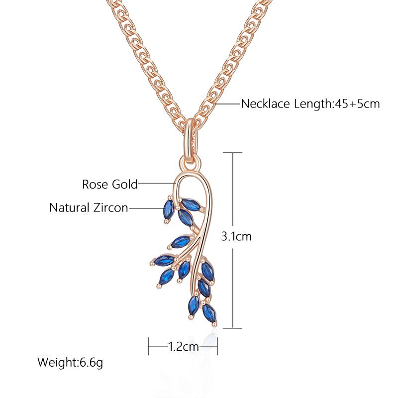 Элегантное ожерелье в форме листа из розового золота с натуральным цирконом для женщин