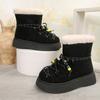 Fashion Chunky Platform Non Slip Furry Snow Boots Women 2025 Winter Soft Thick Bottom Warm Plush Ankle Boots Colorful Bead Lace Up Shoes