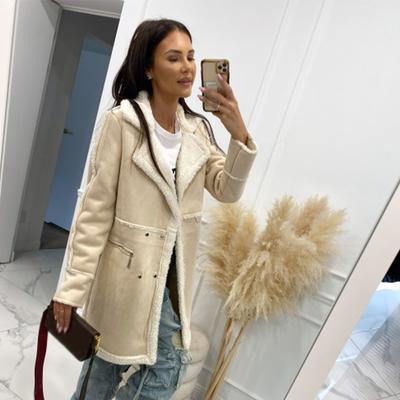 Женское пальто из искусственной овечьей шерсти, осень-зима, винтажное, большого размера, с длинным рукавом, двубортные куртки
