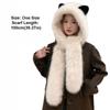 Soft Plush Beanie Hat Scarf Windproof Neck Warmer Outdoor Integrated Cap Scarf  for Women