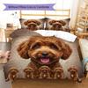 Poodle Marejus Dog Pattern Bedding Quilt Set Quilt Cover Pillowcase Home Decoration Gift (1 * duvet cover + 2 * pillowcase, without core)