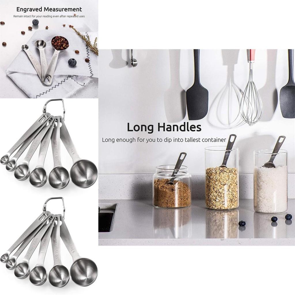 Инновационный набор мерных ложек из нержавеющей стали с точной шкалой для выпечки и кулинарного использования