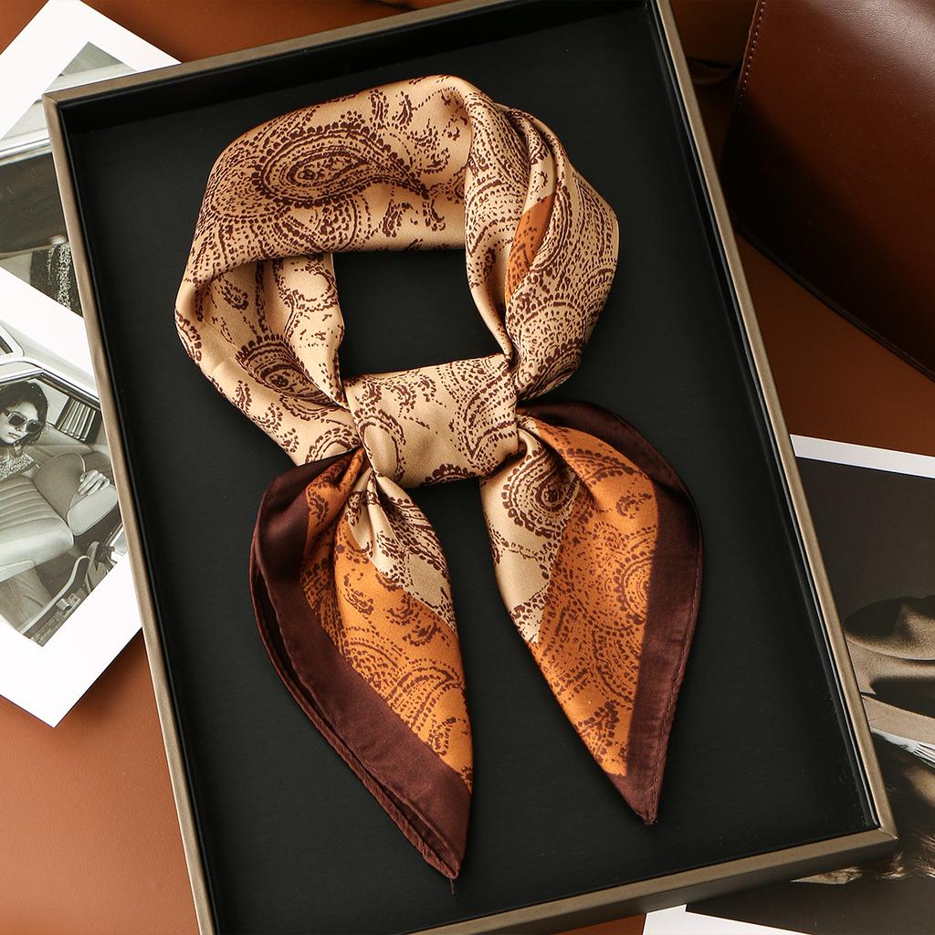 67*67cm Paisley Satin Silk Square Scarf Woman Fashion Kerchief Neck Head/Hair Scarves Bandana Handkerchief Printed Headscarf