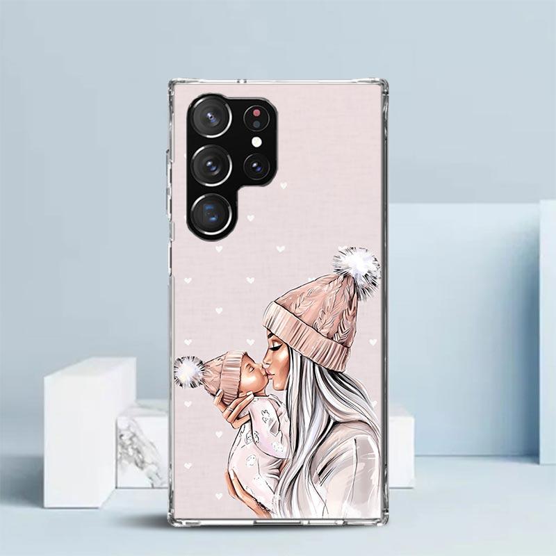 Чехол для телефона 'Мама и Малыш' для Samsung Galaxy S24 S25 Edge S26 Ultra S22 S23 Plus S21 + S20 FE Мягкий ТПУ Задняя крышка Galaxy S22 S23