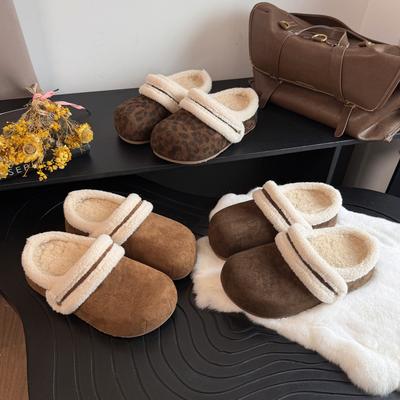 [Fanfna] Сумка с леопардовым принтом в стиле ретро, женские полутапочки для осени и зимы 2025 года, модная универсальная обувь Мао Мао