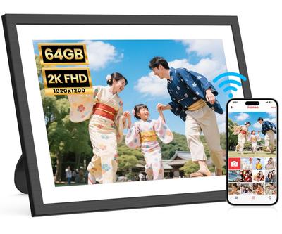 Цифровая фоторамка FANGOR, 64 ГБ встроенной памяти, разрешение 2K FHD 1920 x 1200, Wi-Fi, 10,1-дюймовый IPS-сенсорный экран, расширение SD-картой, воспроизведение фото/видео
