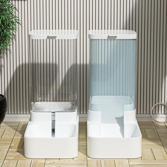 Автоматическая кормушка для кошек 3,8 л/133,7 унций, фонтанчик для воды для домашних животных, 4,6-фунтовая кормушка для кошек/собак, большая емкость для корма для домашних животных, диспенсер для воды для собак и кошек