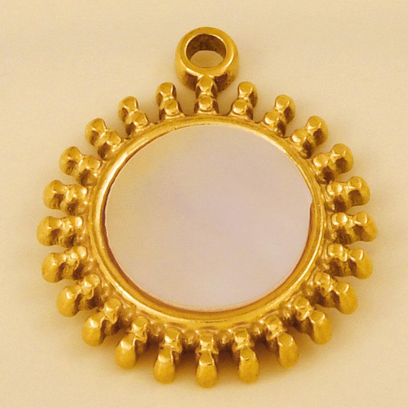 2pcs White Shell Charm Stainless Steel Pendants For Jewelry Making Supplies Mirror Sun Heart DIY Charms In Bulk Real Gold Plated