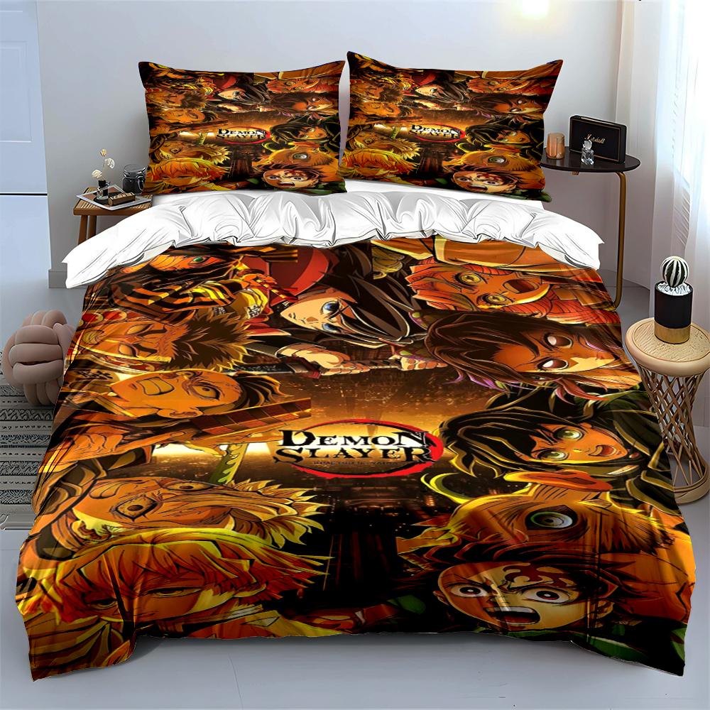 Demon Slayer Anime Bedding Set 3PCS Bedding set (1 duvet cover, 2 pillowcases, duvet not included)