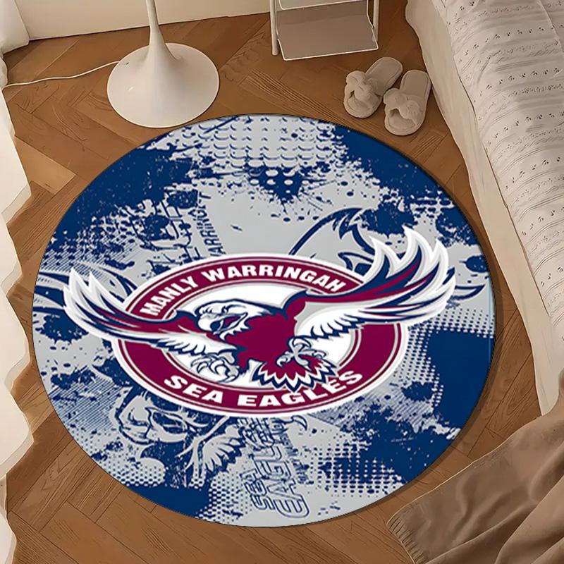 Manly Sea Eagles Crest Round mat, Anti-slip Circle Carpet Chair rug For livingroom,Bedroom, doormat home decor Gift Christmas Gifts