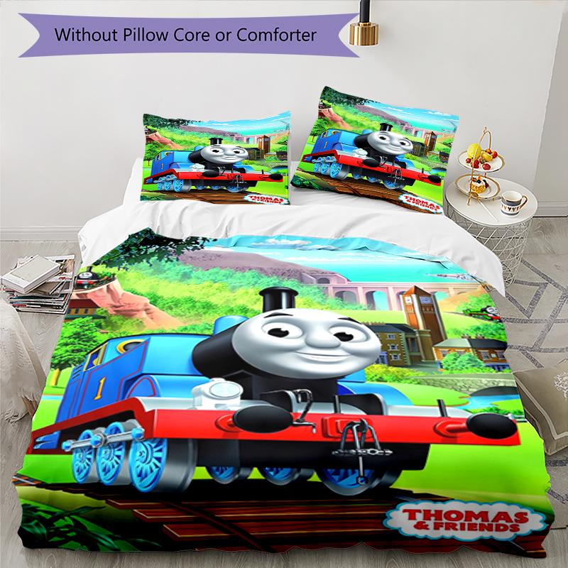 3pcs Thomas Bedding Set Duvet Cover Closure Includes 1 Duvet Cover & 2 Pillowcases, Soft and Comfortable for All Seasons.
