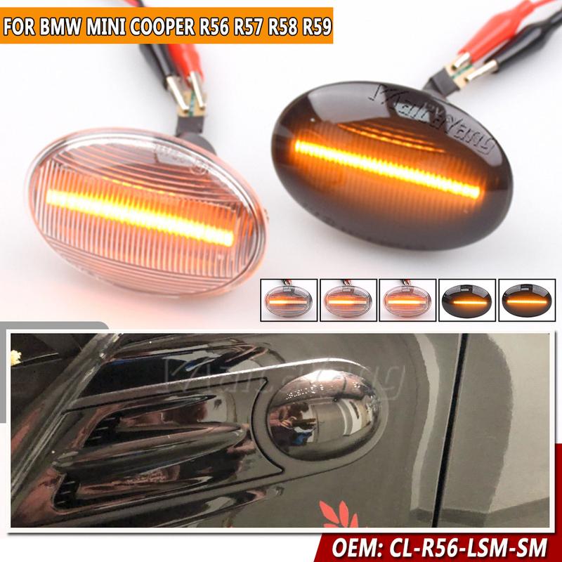2X 12V Car Flowing Side Repeater Lamp Dynamic LED Side Marker Light Indicator For BMW MINI Cooper R55 R56 R57 R58 R59 2007-2013
