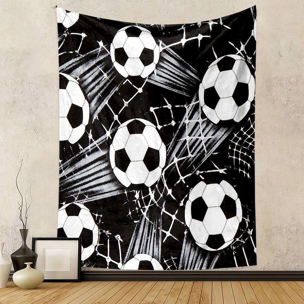 "Soccer Ball and Net Pattern Tapestry" Patterned tapestry home decor, suitable for bedroom and living room, gift