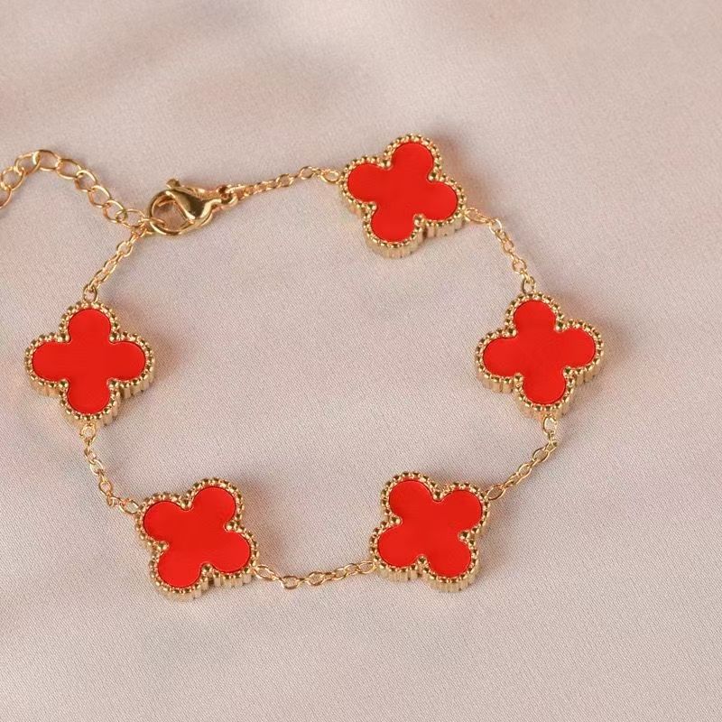 13 мм Четырехлистный клеверный браслет для женщин, цепочка с четырьмя листами клевера, ракушка, счастливый четырехлистный клевер