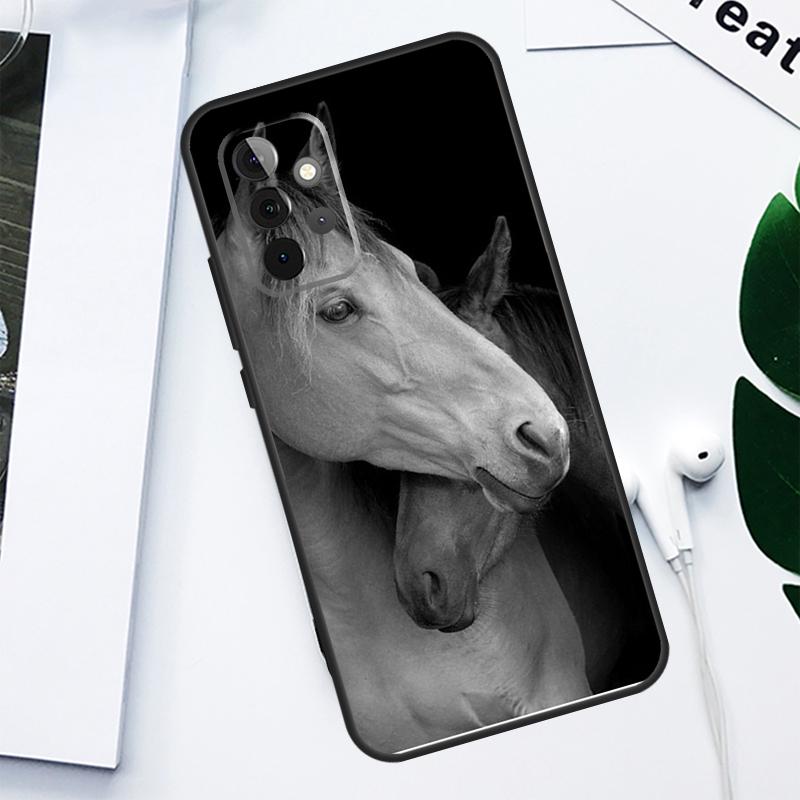 Черно-белая лошадь Для Samsung Galaxy A52 A22 A32 A54 A34 A14 A55 A35 A15 A53 A33 A13 A05 A06 A16 Чехол для телефона