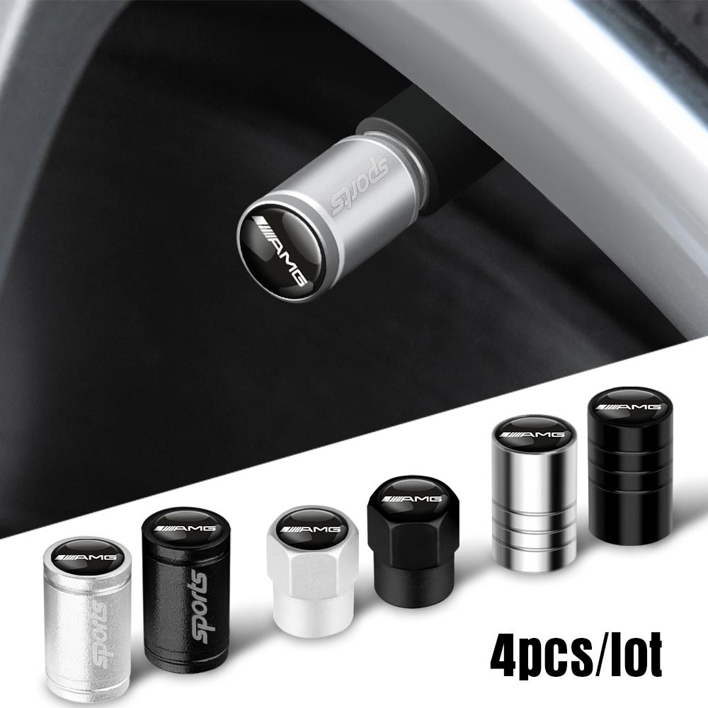CQY1 4pcs Metal Car Wheel Tire Valve Caps Stem Cover For AMG W140 W168 W169 W176 W177 GLS GLB EQC CLS SLK A200 GLK CLK A260 GLC CLG