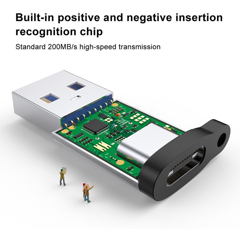 3 шт. USB 3.0 на Type C 3.1 Female Адаптер Шнурок Электронный Разъем для Передачи Данных(Серебристый + Ремешок )