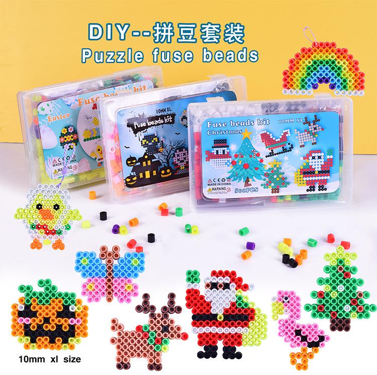10mm Large Fuse Beads Kit Non-Toxic Melting Beads Christmas Easter DIY Craft Toy Multi-Color for Kids