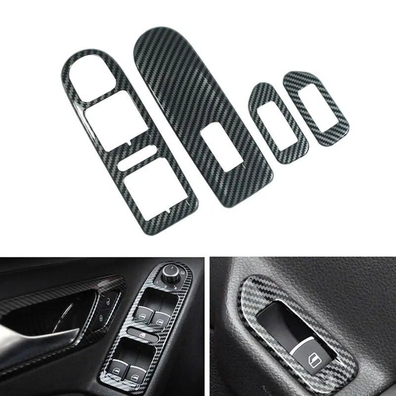 Car-styling Carbon Fiber Texture Window Lift Control Switch Panel Cover Trim For VW Golf 6 MK6 2010 2011 2012 2013