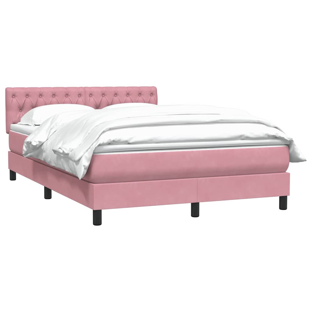 Box Spring Bed with Mattress Pink 140x210 cm Velvet