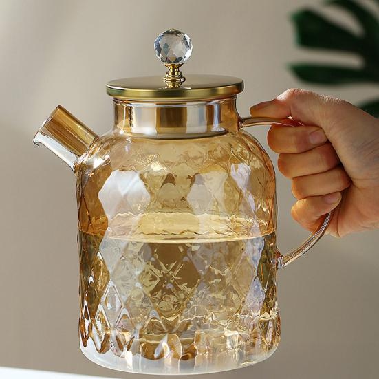 Кувшин для воды Yousheng, графин для холодного заваривания чая, термостойкий чайник с алмазной огранкой, стеклянный чайник для воды для холодного чая