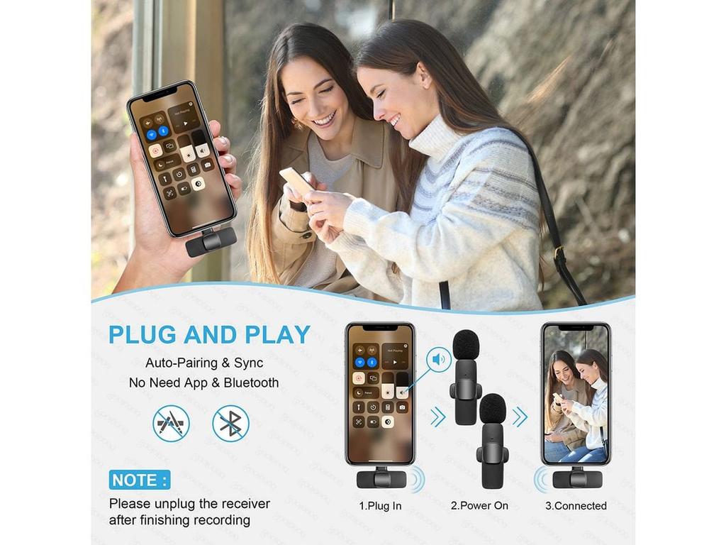 Беспроводной петличный микрофон для ПК Iphone Ipad Android для записи интервью в прямом эфире Vlog